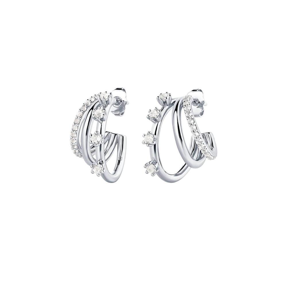 NEW F+H STUDIOS triple threat gemstone hoops in silver